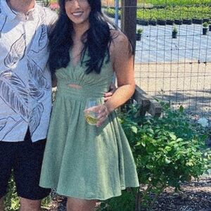 Donated: Green Halter Sleeveless Dress - donating 5/7